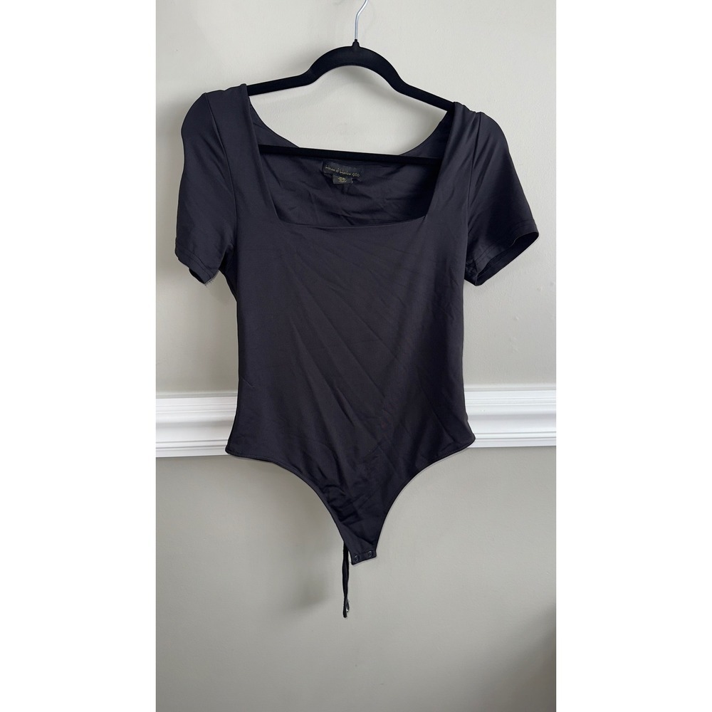 House of Harlow 1960 Womens Black Square Short Sleeve Bodysuit Size Medium 337 - Picture 3 of 5